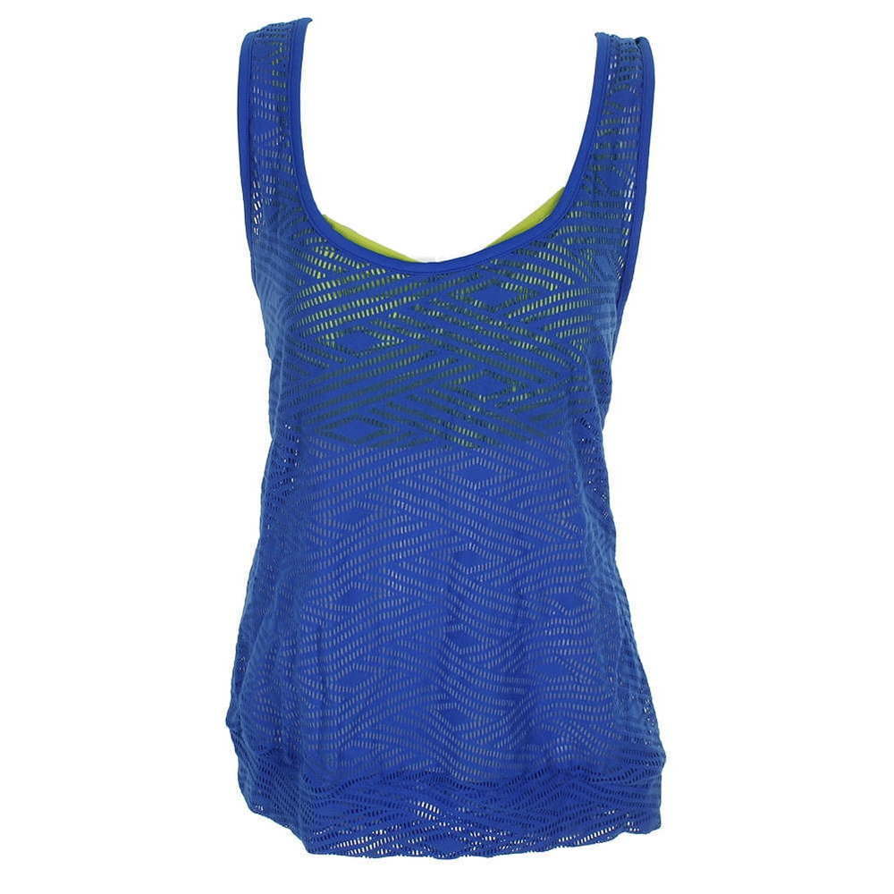 GO GOSSIP  Womens Sporty Splice Layered Crochet Tankini Top,Medium